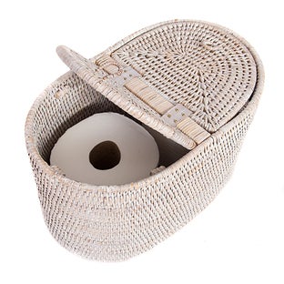 Artifacts Trading Company Rattan Double Tissue Roll Box White Wash